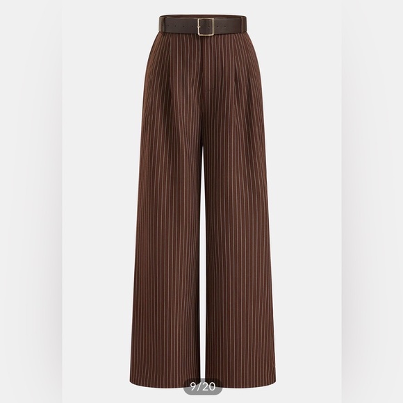 NWT Commense Pinstripe Sleeveless Top and Pants Set with belt Sz XS - Picture 3 of 5